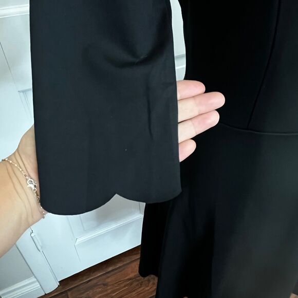 Lulu's Women's S Black Scallop Edge Fit Flare‎ Dress 3/4 Sleeve New With Tags - Picture 3 of 9